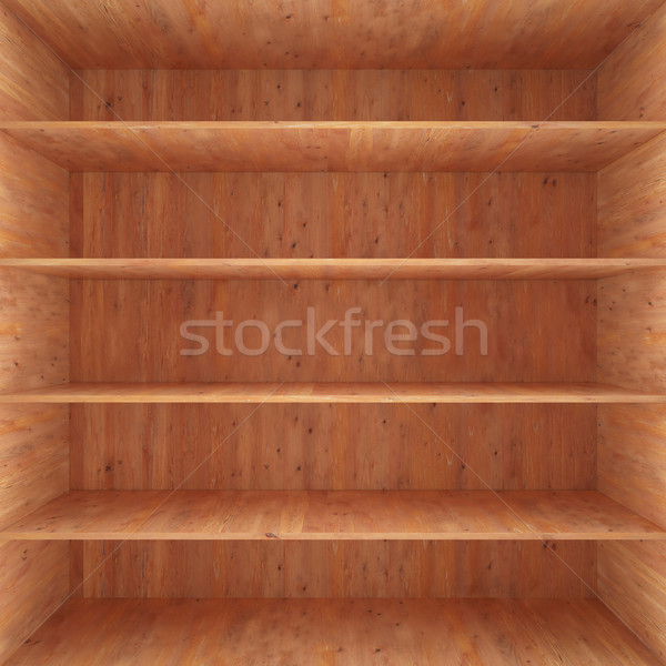 Fa doboz polcok bent 3D magas Stock fotó © ZARost