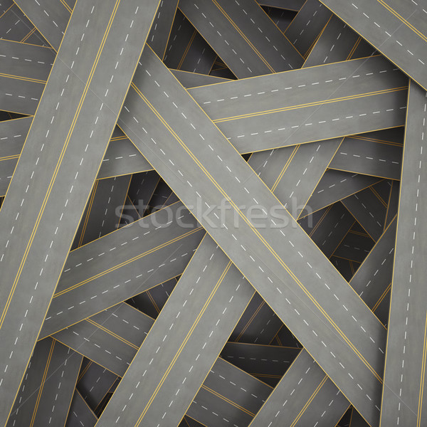 Illustration surpeuplé chaotique routes 3d illustration 3D [[stock_photo]] © ZARost