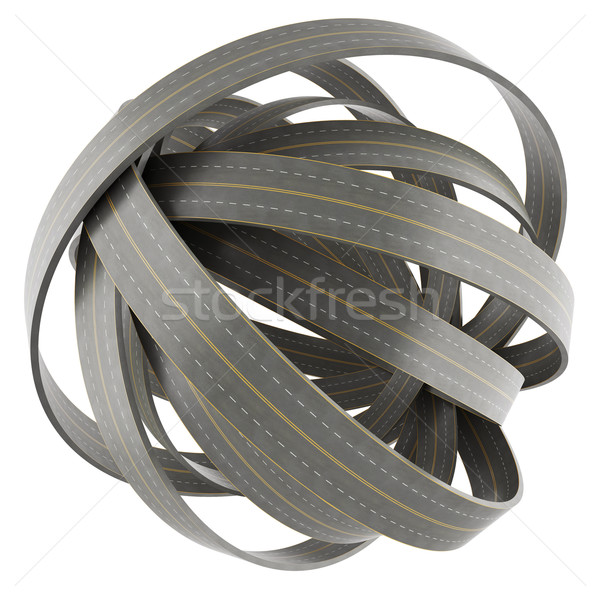 abstract sphere of tangled roads, isolated on white background. Stock photo © ZARost