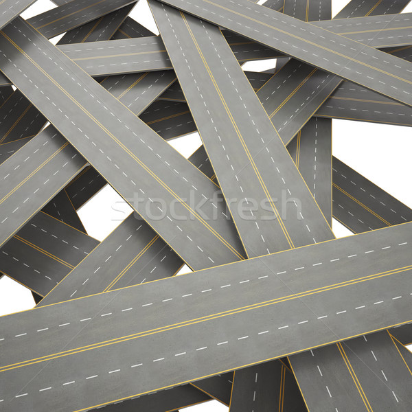 Ilustração lotado caótico estradas ilustração 3d 3D Foto stock © ZARost