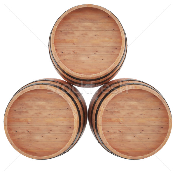 Set Wine Beer Whiskey Rum Barrel Top View Of Isolation On A