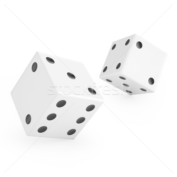 Thrown white dice Stock photo © ZARost