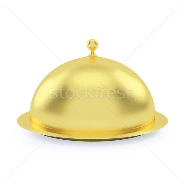 close gold platter or tray with space to place object isolated on white background. Stock photo © ZARost