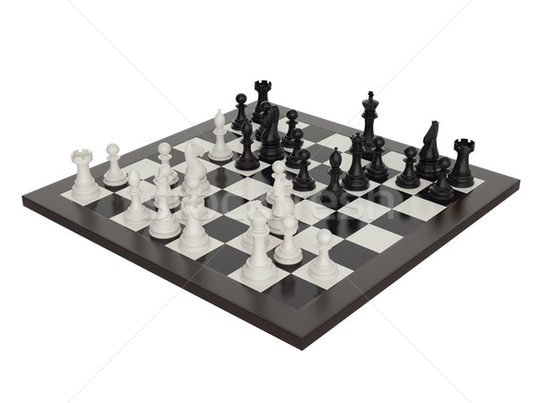 Ilustracja szachy szachownica 3d ilustracji sportu konia Zdjęcia stock © ZARost