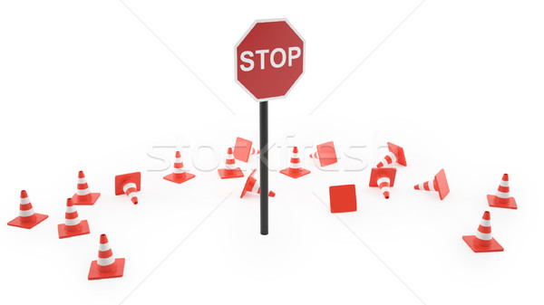 Illustration cone road sign Stock photo © ZARost