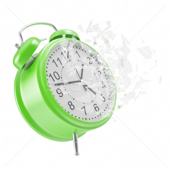 Soaring Clock alarm clock with broken glass shattered into small pieces.  Stock photo © ZARost