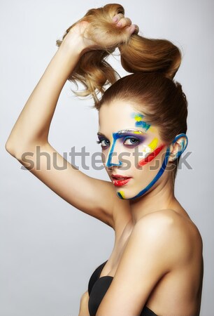 Meninas fantasia azul retrato beautiful girl tira Foto stock © zastavkin