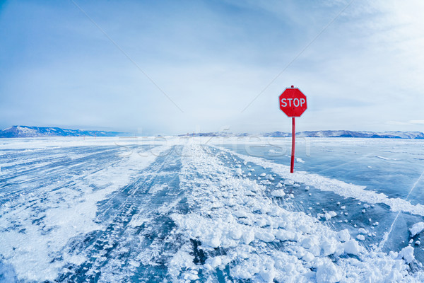 Stop traffic sign on Baikal Stock photo © zastavkin