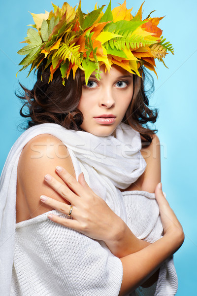 girl in autumn garland Stock photo © zastavkin