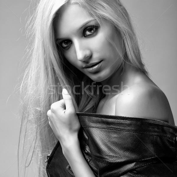 Blonde woman in jacket Stock photo © zastavkin
