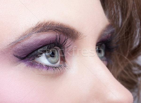 Erschossen weiblichen Augen Make-up rosa Farbe Stock foto © zastavkin