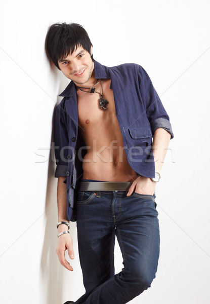 Homme shirt jeans portrait jeunes élégant [[stock_photo]] © zastavkin