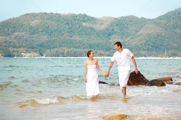 romantic couple at beach Stock photo © zastavkin