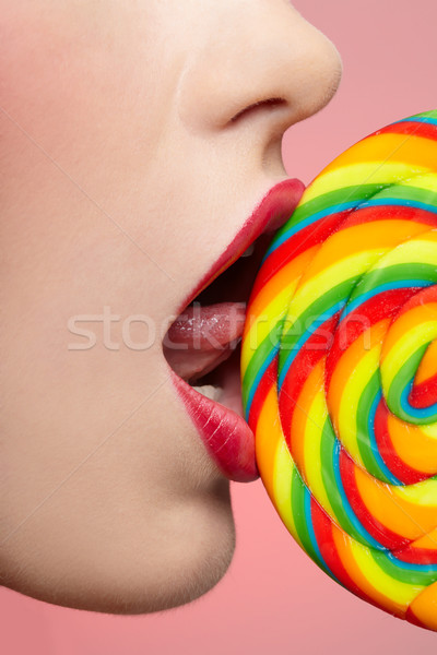 lips and lollipop Stock photo © zastavkin