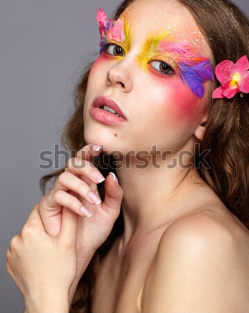 girl with violet fingernails Stock photo © zastavkin