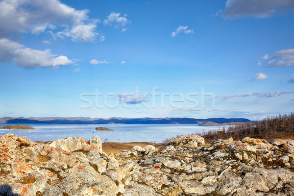 Imagine de stoc: Lac · siberia · devreme · primăvară · timp · cer