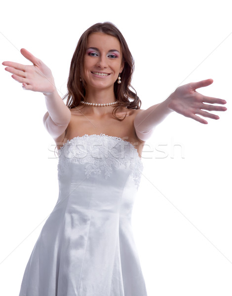 Belle mariée jeune femme robe de mariée blanche sur [[stock_photo]] © zastavkin