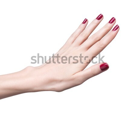 Mâini roşu manichiură profesional unghii rosii izolat Imagine de stoc © zastavkin