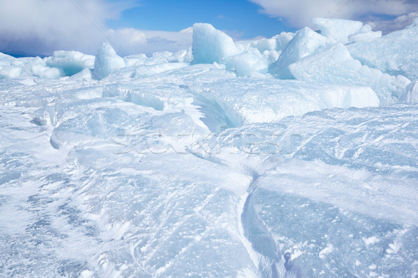 Zimą lodu krajobraz jezioro niebo niebieski Zdjęcia stock © zastavkin