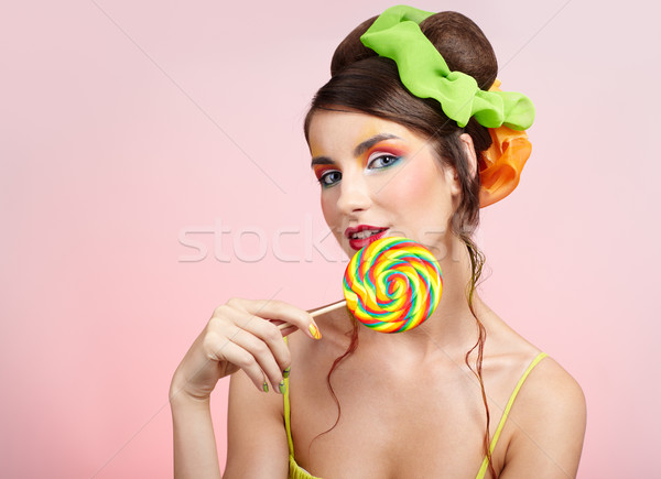 beautiful model with lollipop Stock photo © zastavkin