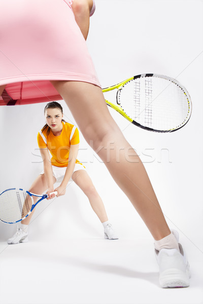 Zdjęcia stock: Tenis · portret · dwa · dziewcząt · gracze