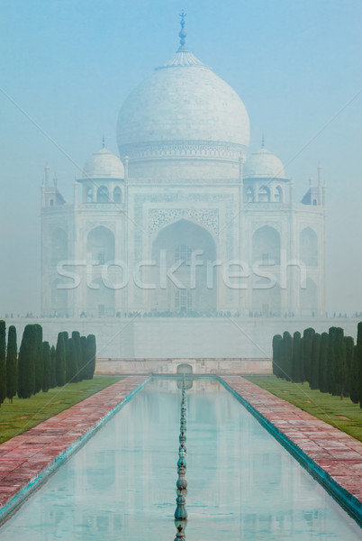 Сток-фото: Тадж-Махал · Индия · туманный · утра · синий · туман