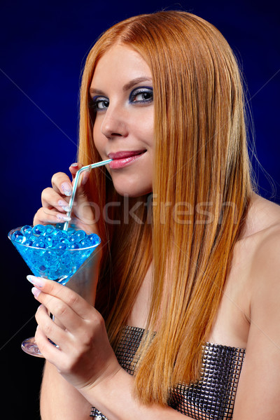 Vörös hajú nő lány fantázia ital portré gyönyörű Stock fotó © zastavkin
