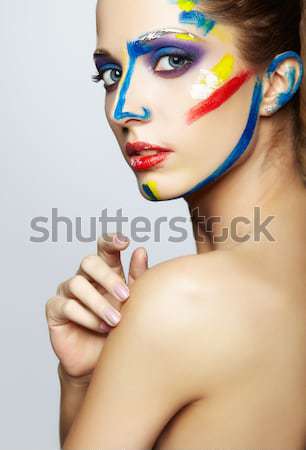 Mooie brunette meisje portret body art poseren Stockfoto © zastavkin