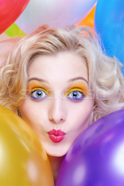 Nina globos retrato hermosa Foto stock © zastavkin