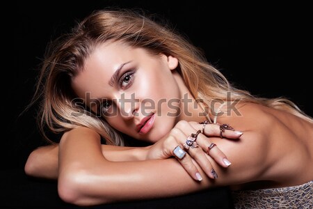 Fille miroir table portrait jeunes belle [[stock_photo]] © zastavkin