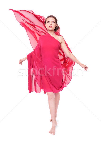 Belle femme rouge battant robe isolé blanche [[stock_photo]] © zastavkin