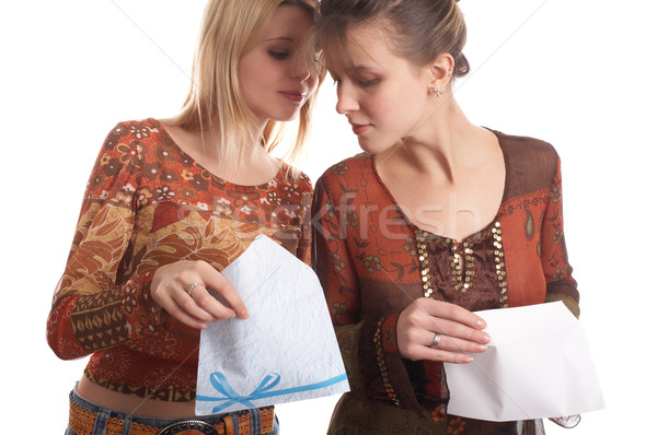 Girls with envelope Stock photo © zastavkin