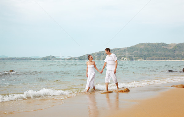 romantic couple at beach Stock photo © zastavkin