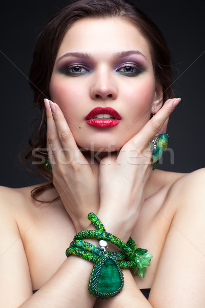 Belle jeune femme collier portrait jeunes brunette [[stock_photo]] © zastavkin