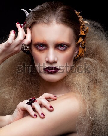 Gyönyörű fiatal nő portré kreatív hajviselet messze Stock fotó © zastavkin