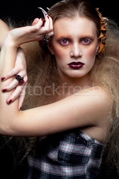 Halloween belleza mujer maquillaje estilo nina Foto stock © zastavkin