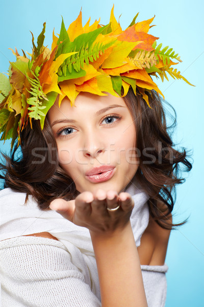 Mädchen Herbst Girlande Porträt schönen jungen Stock foto © zastavkin