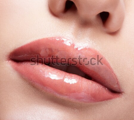 Labios maquillaje primer plano retrato hermosa Foto stock © zastavkin
