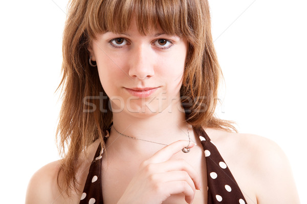 Meisje jong meisje zomer kleding geïsoleerd witte Stockfoto © zastavkin