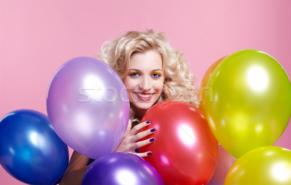 Nina globos retrato hermosa Foto stock © zastavkin