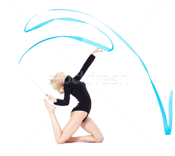 Mooie blond gymnast portret jonge blonde vrouw Stockfoto © zastavkin