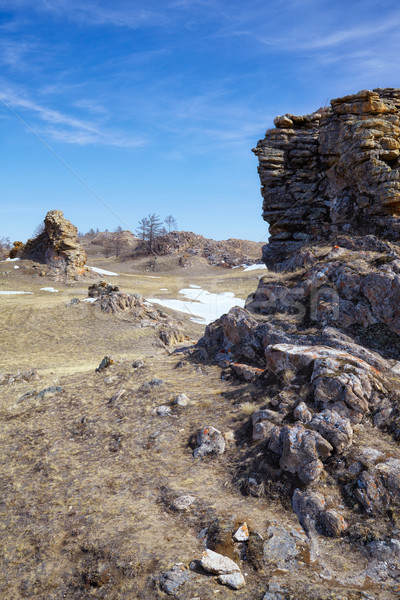 Plusz skał jezioro syberia niebo charakter Zdjęcia stock © zastavkin