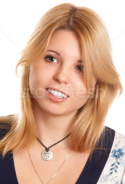 Smiling blonde woman Stock photo © zastavkin