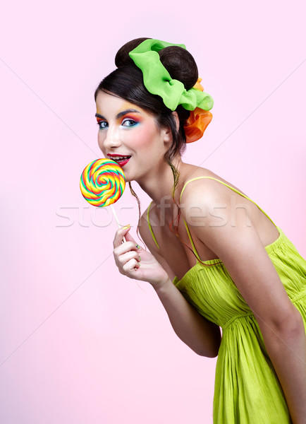 beautiful model with lollipop Stock photo © zastavkin