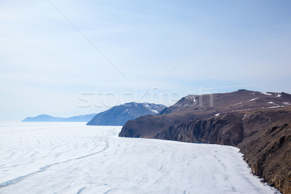 Foto stock: Invierno · aire · libre · vista · congelado · lago · cielo