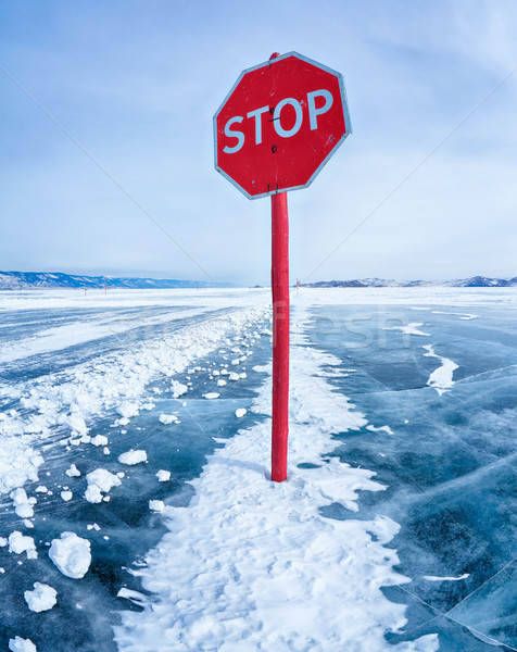 Stop traffic sign on Baikal Stock photo © zastavkin