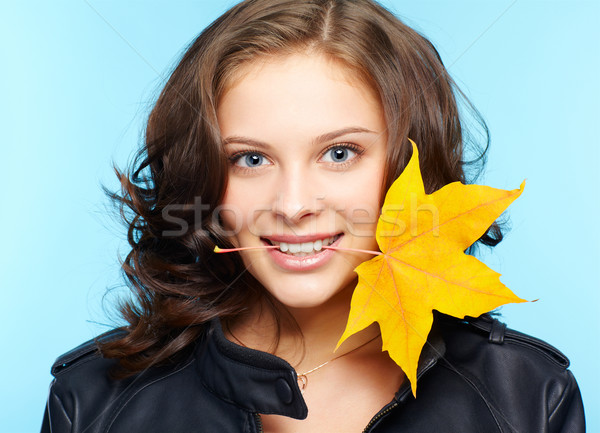 girl in leather jacket Stock photo © zastavkin