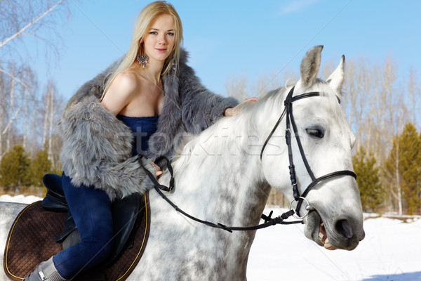 Woman and horse Stock photo © zastavkin