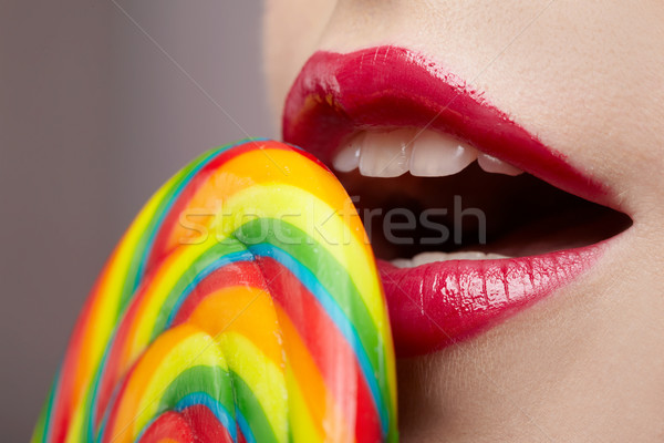 lips and lollipop Stock photo © zastavkin