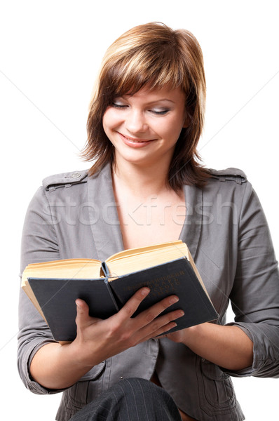Mädchen Buch junge Mädchen isoliert weiß Hand Stock foto © zastavkin